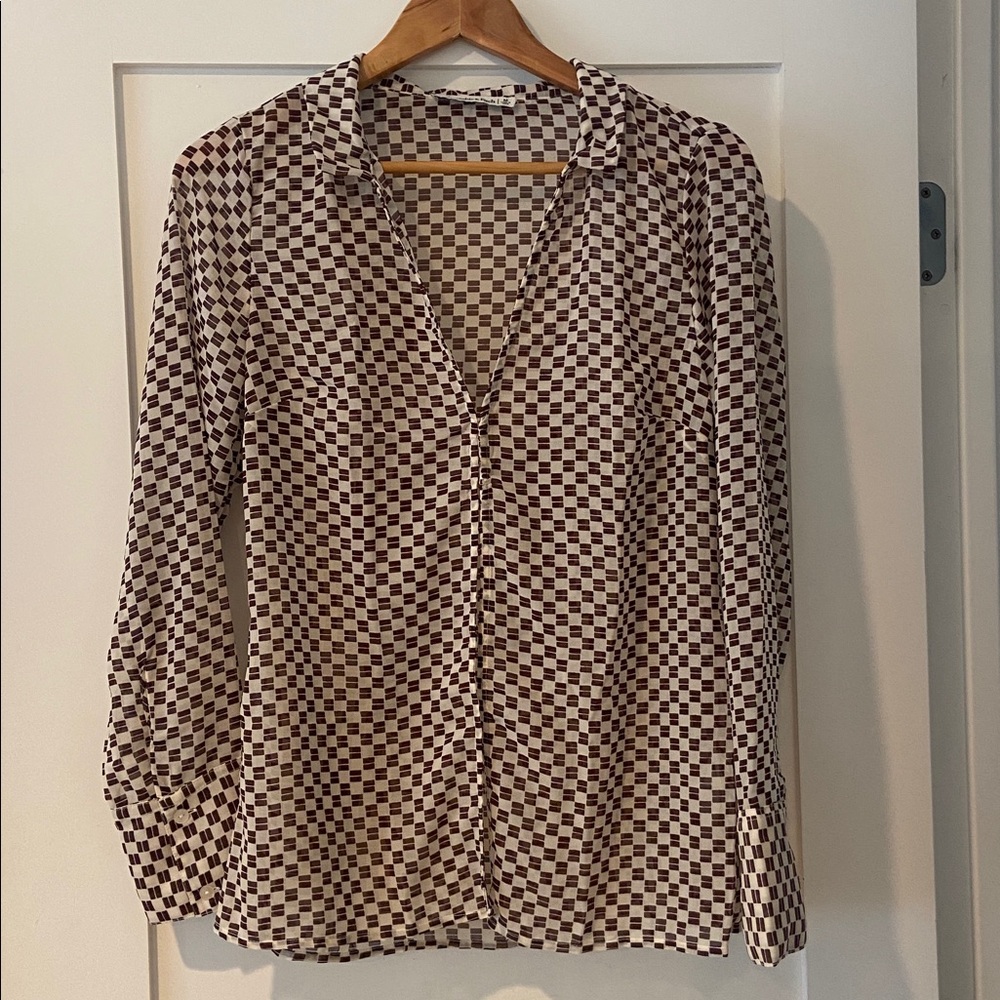 Abercrombie Print Blouse - Brown & Cream